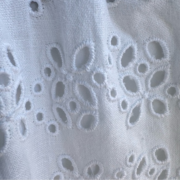 J.Crew White Eyelet Cropped Blouse Drawstring Hem L NWT - Picture 6 of 10
